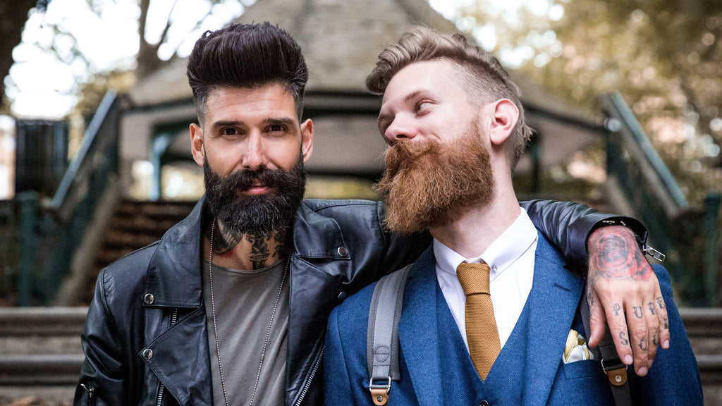 Dressing with style. Trendy hipster with mustache and beard in