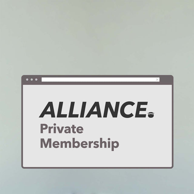 The Alliance Private Membership graphic against a grey background.